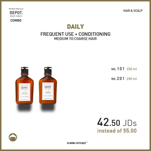 daily frequent use + conditioning medium to coarse hair